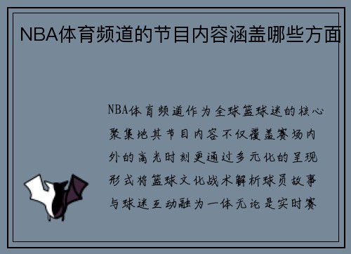 NBA体育频道的节目内容涵盖哪些方面